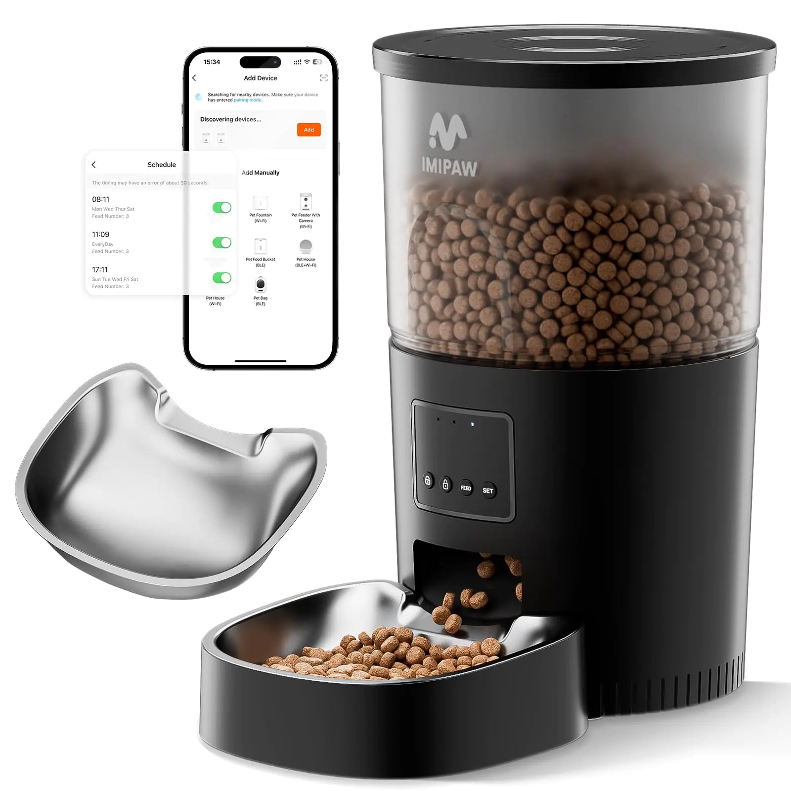 Automatic Cat Food Dispenser WiFi Cat Feeder with APP Remote Control